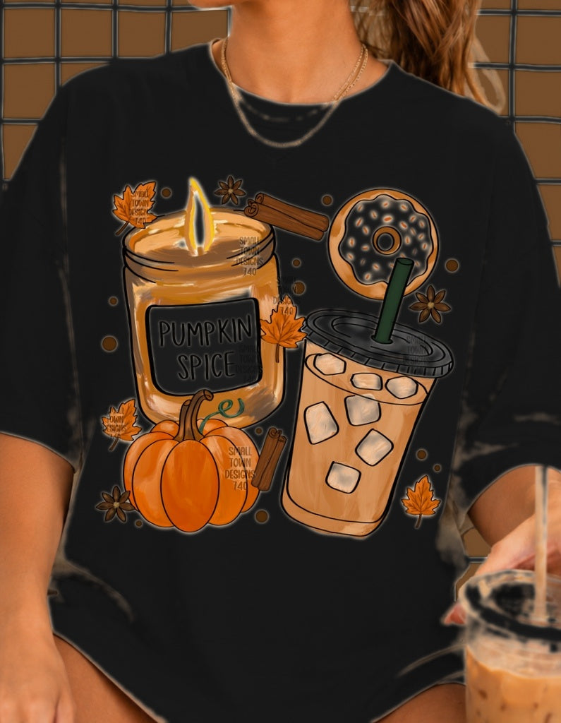 Fall Pumpkin Spice DTF T-Shirt in black