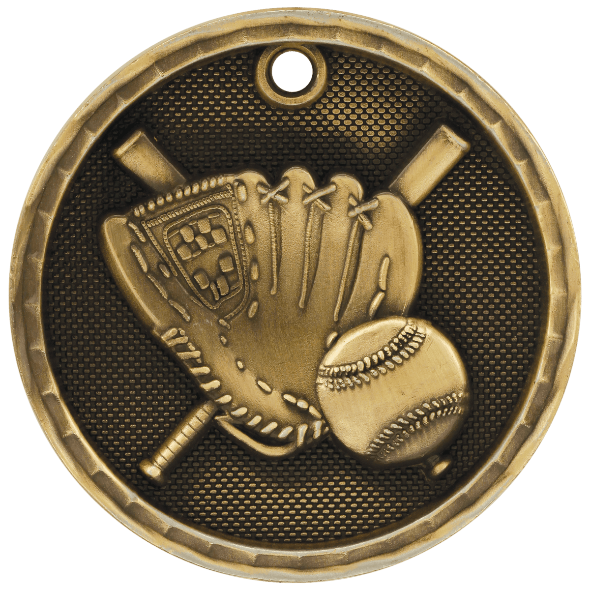 2" 3D Baseball/Softball Medal - Antique Gold