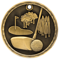 Antique Gold 2" 3D Golf Medal
