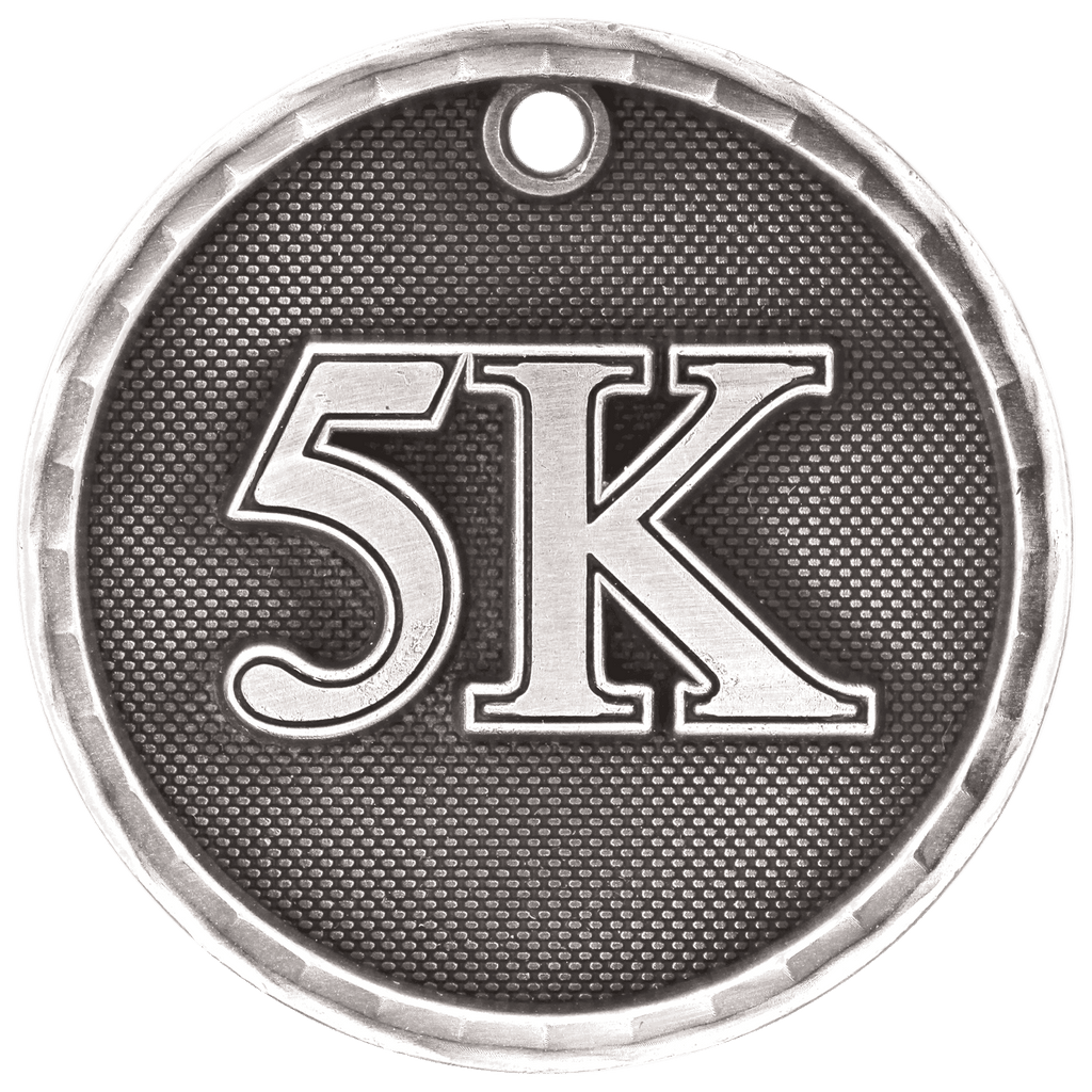 Antique Silver 2" 3D 5K Medal