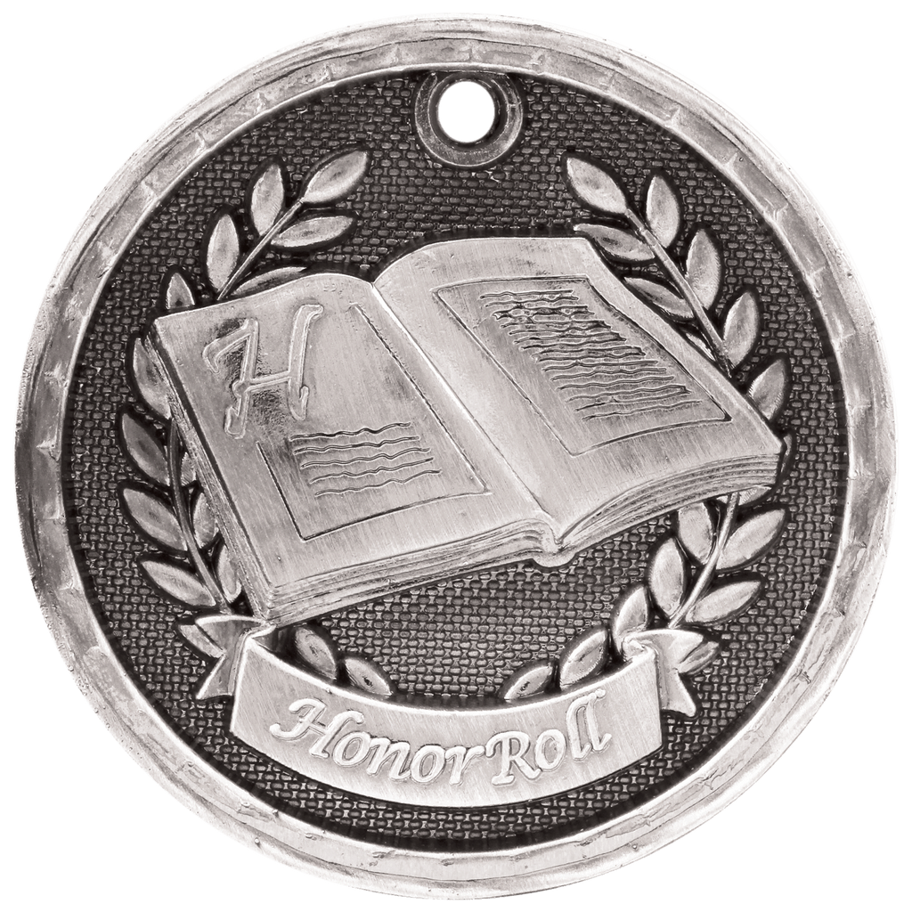 Antique Silver 2" 3D Honor Roll Medal