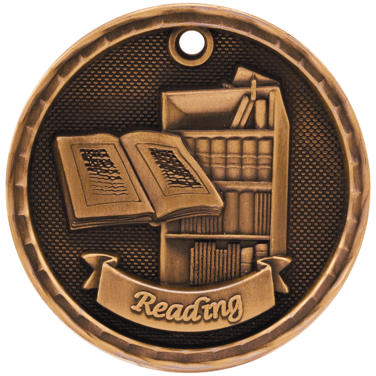 Antique Bronze 2" 3D Reading Medal