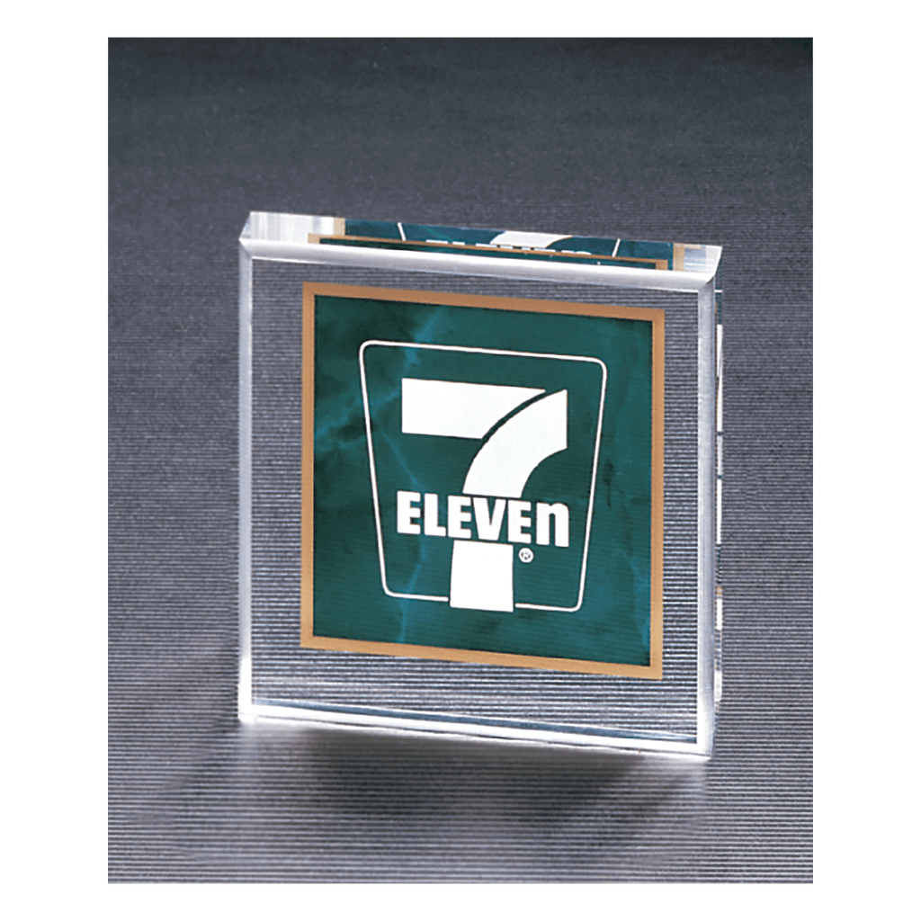 Emerald 3 3/4" x 3 3/4" Marble Design Acrylic Paperweight
