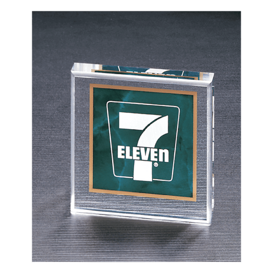 Emerald 3 3/4" x 3 3/4" Marble Design Acrylic Paperweight