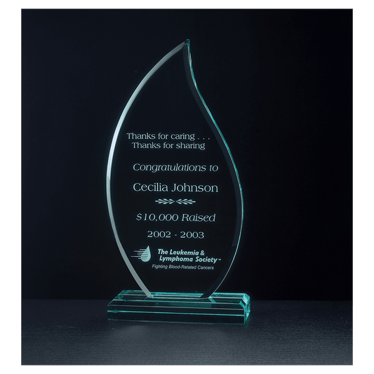 3 9/16" x 7 3/4" Flame Series Jade Acrylic Award