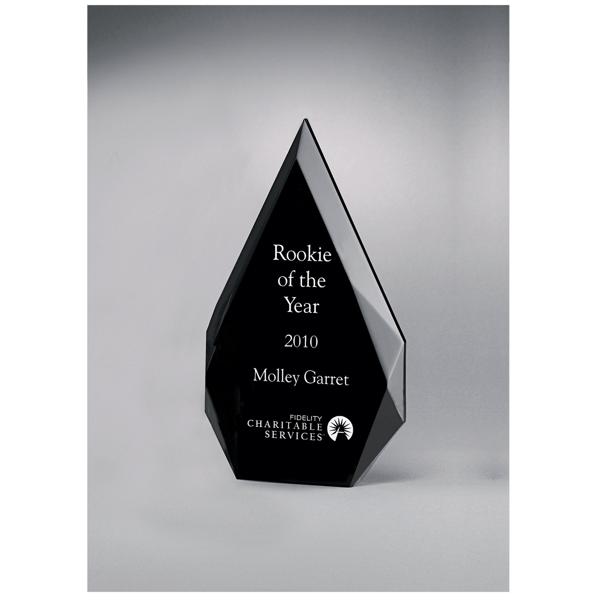 4 1/4" x 7 7/8" Flame Series Clear Freestanding Acrylic with Black Silkscreened Back