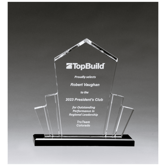 10" x 10 3/4" Large Tower Spotlight Clear Acrylic with Black Acrylic Base.
