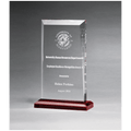 Clear Acrylic Award with Red Highlights and Red 5" x 7 3/4" Apex Series Base