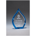 5 1/2" x 7 1/4" Blue Flame Acrylic with Clear Pop-Out Center and Silver Metal Post