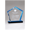 7" x 8" Diamond Series Acrylic Award with Blue Accent Blue Mirror-Topped Base