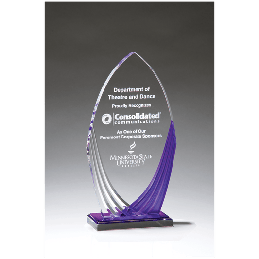 8 1/4" Tidal Series Acrylic with Printed Violet Accent and Violet Mirror-Topped Base