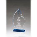 4 7/8" x 8 3/4" Flame Series Clear Acrylic with Blue Accents and Matching Blue Acrylic Base