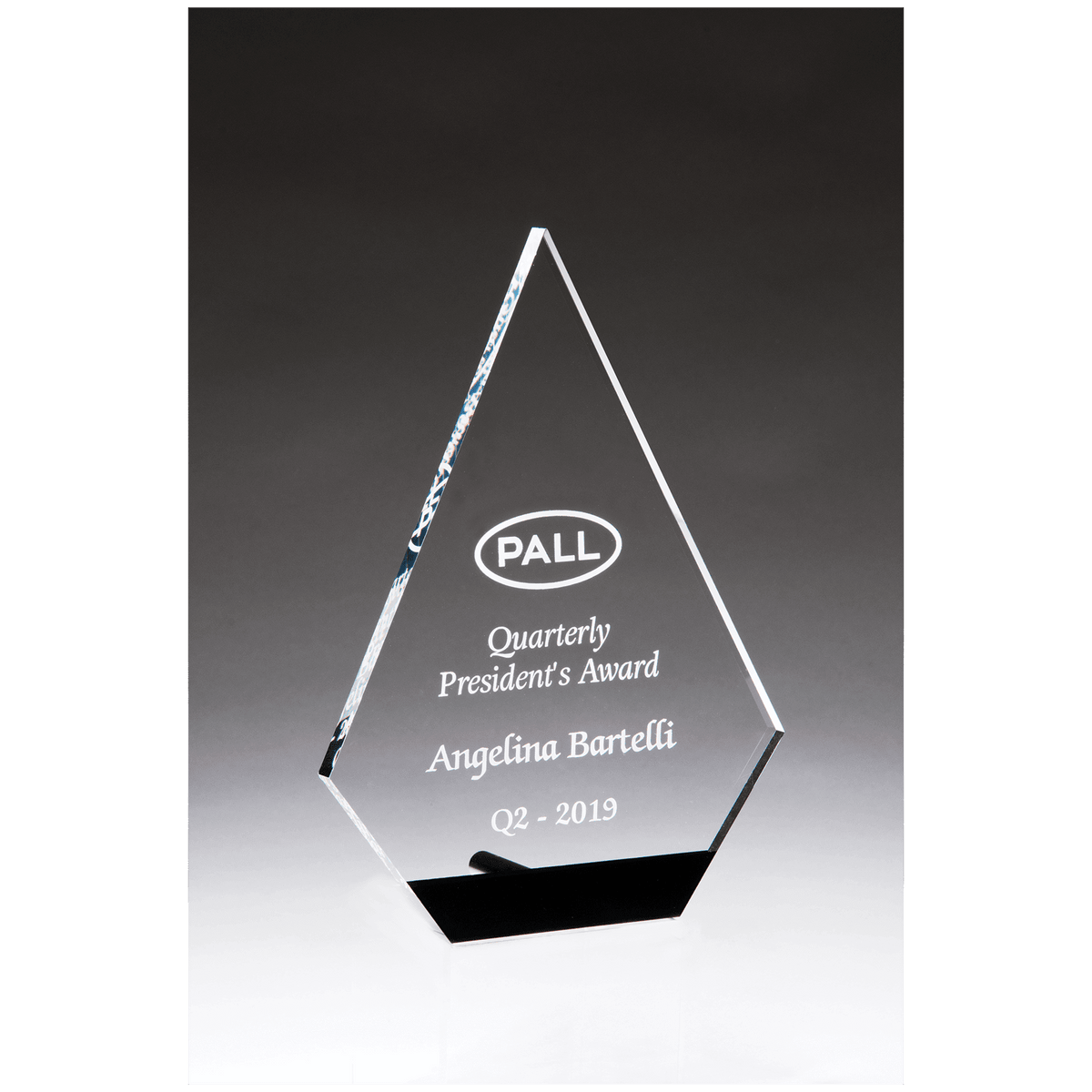 6 1/2" x 9" Diamond Series Clear Acrylic with Black Accent and Silver Post