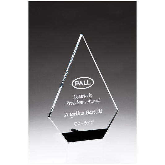 6 1/2" x 9" Diamond Series Clear Acrylic with Black Accent and Silver Post