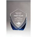 7 3/8" x 9 1/2" Shield Series Clear Acrylic with Polished Score Lines and Blue Metallic Accent