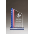 6 3/8" x 9 3/4 " Zenith Series Acrylic with American Flag Design, Blue Mirror Top Base