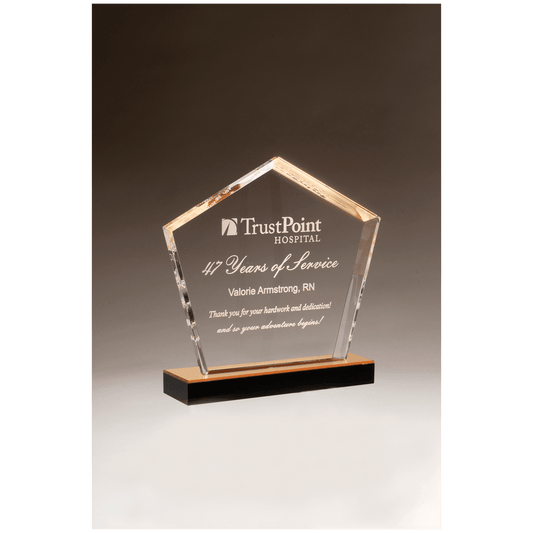 7" x 8" Diamond Series Acrylic with Gold Accent and Gold Mirror Top Black Base
