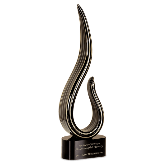 15" Black & Gold Curve Art Glass