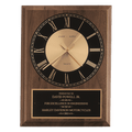 Walnut Round Face Quartz Clock with Black 8" x 10" American Plate