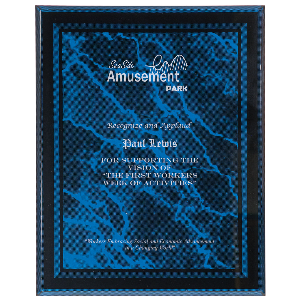 Blue Marble Border Clear 8" x 10" -Plaq Acrylic