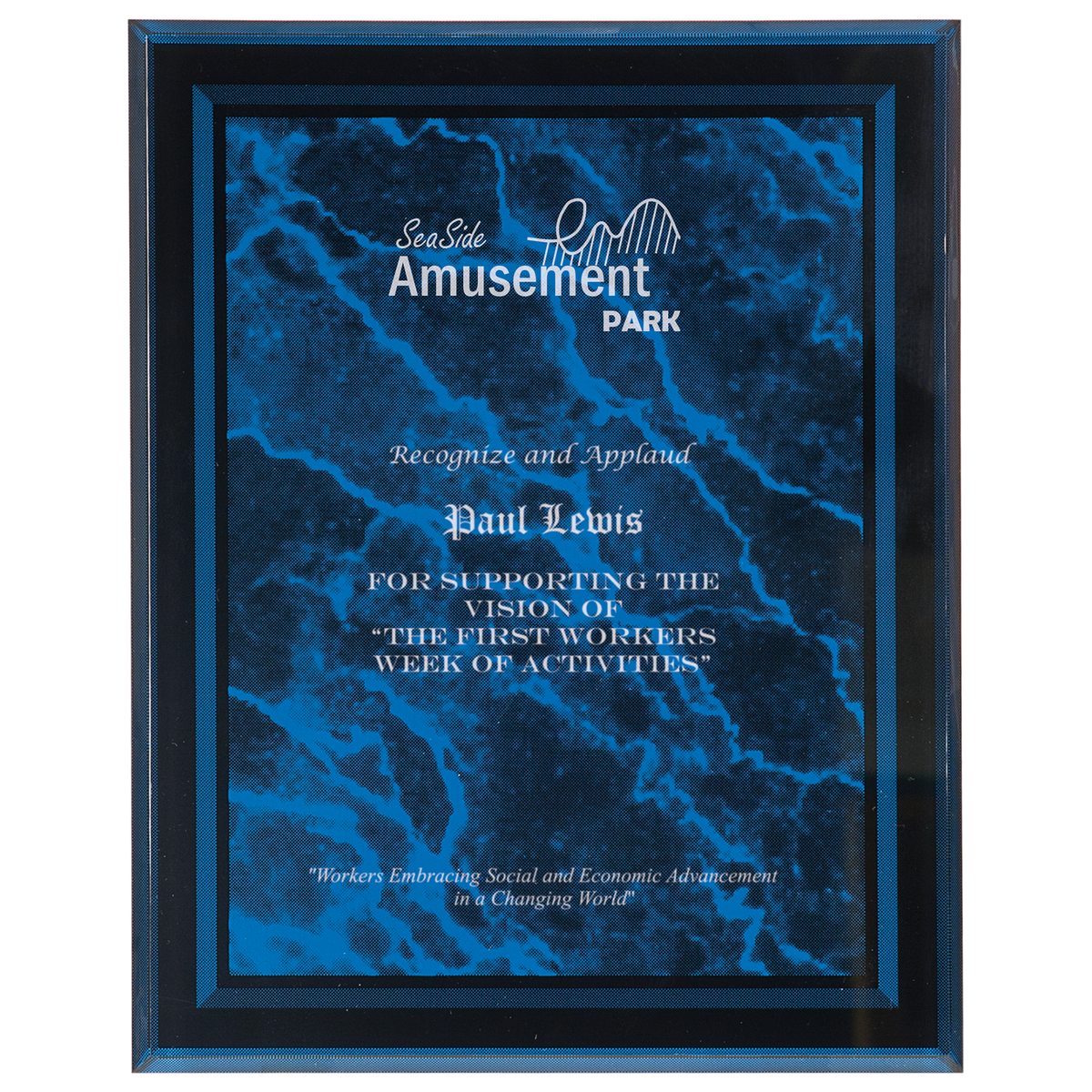 Blue Marble Border Clear 8" x 10" -Plaq Acrylic
