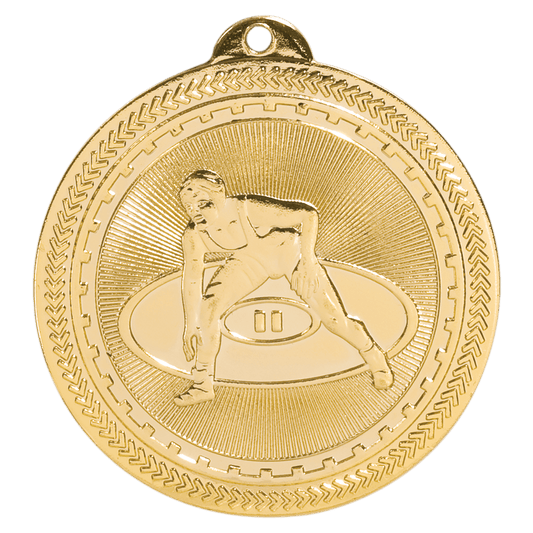 Bright Gold 2" Wrestling Laserable BriteLazer Medal