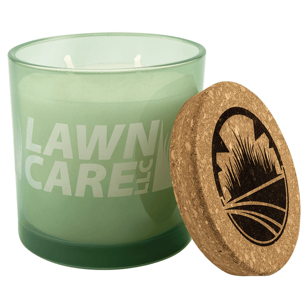 14 Oz. Citronella Candle In Green Glass Holder with Cork Lid