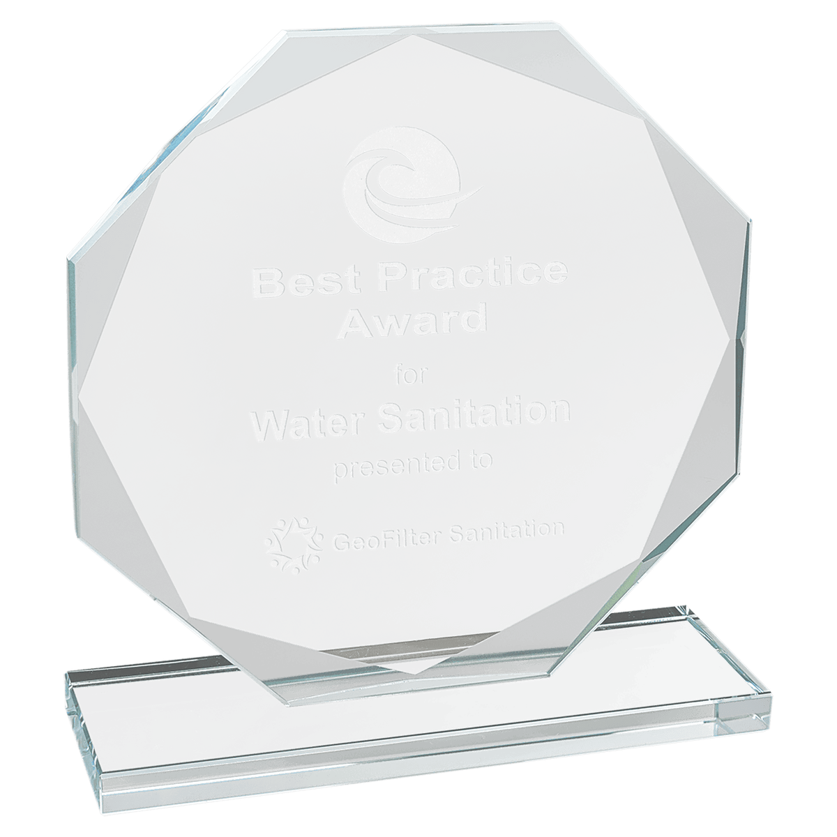 6 1/2" Octagon Clear Glass Award