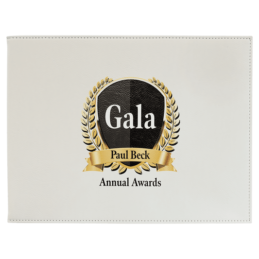9" x 12" White Laserable Leatherette Certificate Holder