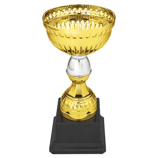 7" Gold & Silver Metal Cup with Plastic Stem and Base