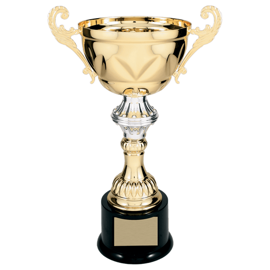Gold 13" Completed Metal Cup Trophy on Plastic Base