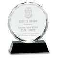 6" Round Facet Crystal on Black Pedestal Base