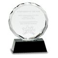 5" Round Facet Crystal on Black Pedestal Base