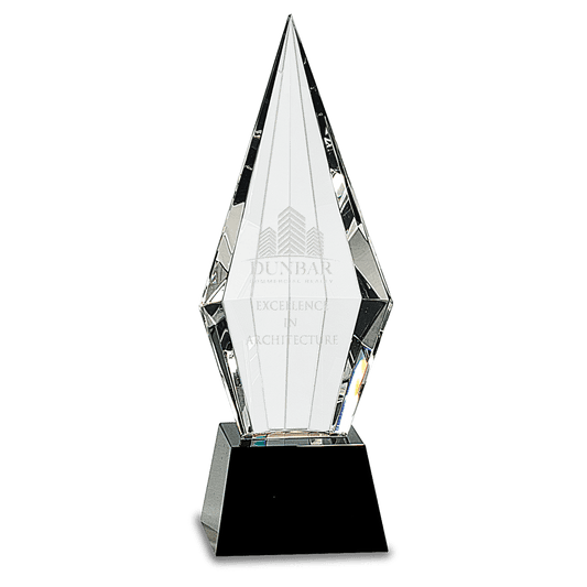 Black 9 1/2" Obelisk Facet Crystal on Pedestal Base