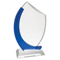Clear/Blue Crystal Slant Oval on Clear Base
