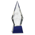 Blue 9 1/2" Obelisk Facet Crystal on Pedestal Base