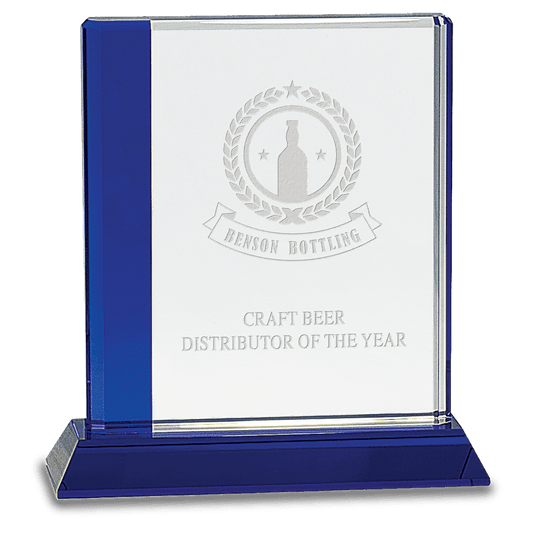 6 1/2" x 7" Blue Edge Crystal on Blue Base