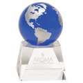 6 1/2" Blue Crystal Globe on Clear Crystal Base
