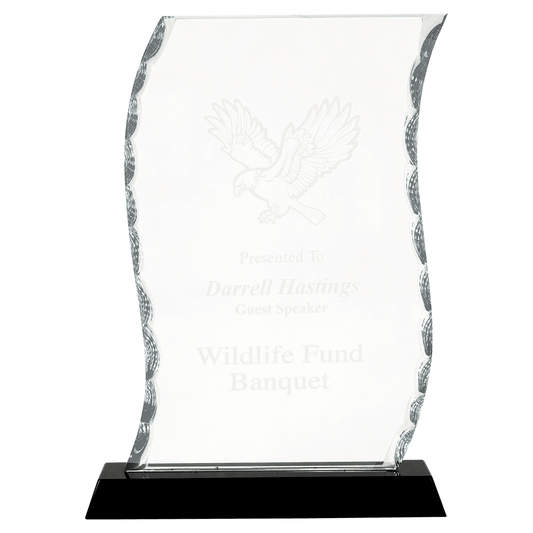 8 1/4" Scroll Facet Glass on Black Base