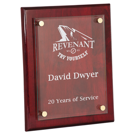 Rosewood 10 1/2" x 13" Piano Finish Floating Glass Plaque