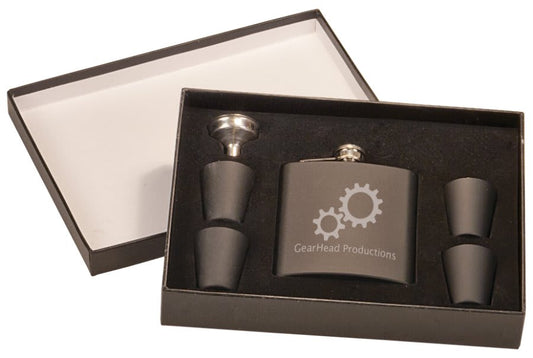 Black Flask Set in Black 6 oz. Matte Presentation Box