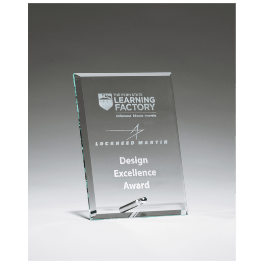 Clear Glass Award with Silver 6" x 8" Plated Easel Post