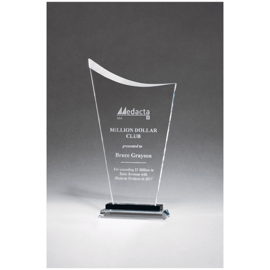 5 1/2" x 10 1/2" Contemporary Clear Glass Award with Pedestal Base