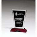6" x 9" Black Silkscreened Clear Glass with High Gloss Rosewood Base