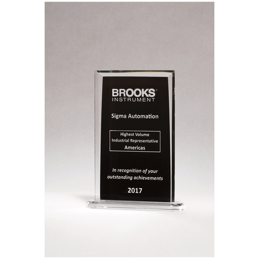 6 3/4 x 10 1/4" Rectangular Glass Award with Black Silkscreened Center