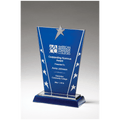 6 3/8" x 8 5/8" Constellation Series Glass Award with Blue Background with Chrome Plated Star