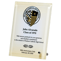 7" x 9" Sublimated Glass Plaque with Silver Post for Portrait or Landscape Presentation