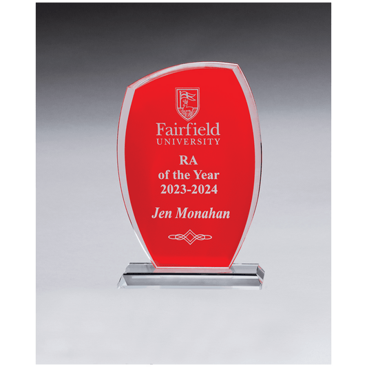 Clear Glass with Red 6 1/8" x 9 5/8" Tidal Series Painted Background