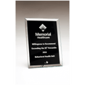 4" x 6" Clear Glass Plaque with Painted Black Background, Silv er Plated Easel Post
