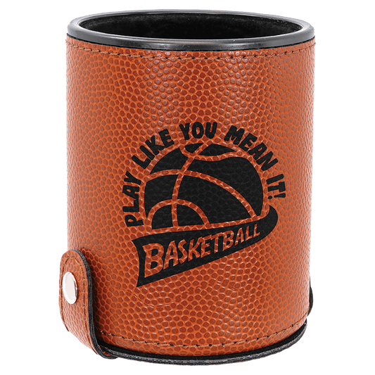 Basketball Laserable Leatherette Dice Cup with 5 Dice